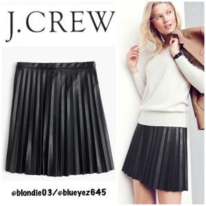 J. Crew black faux leather pleated mini skirt 6